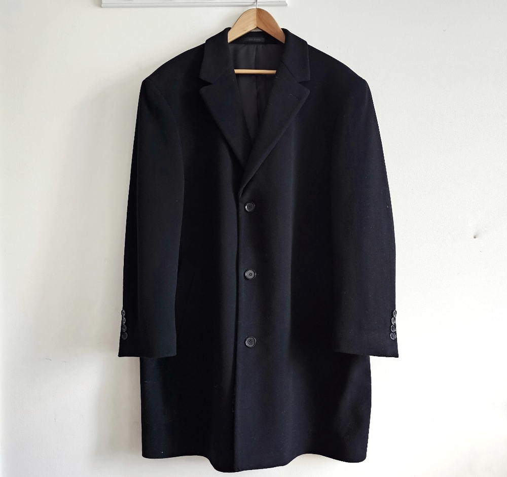 Calvin Klein Wool Cashmere Blend Topcoat Minimalist Luxury Overcoat Men's 46R